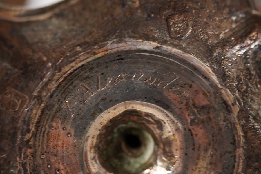 A George II silver taperstick, maker probably Richard Gosling, London, 1738, 99mm, engraved 'I. Alexander' to the base.